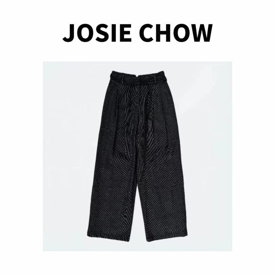 JOSIE CHOW【皮质腰带】秋冬设计师感阔腿西装休闲裤。JC352201