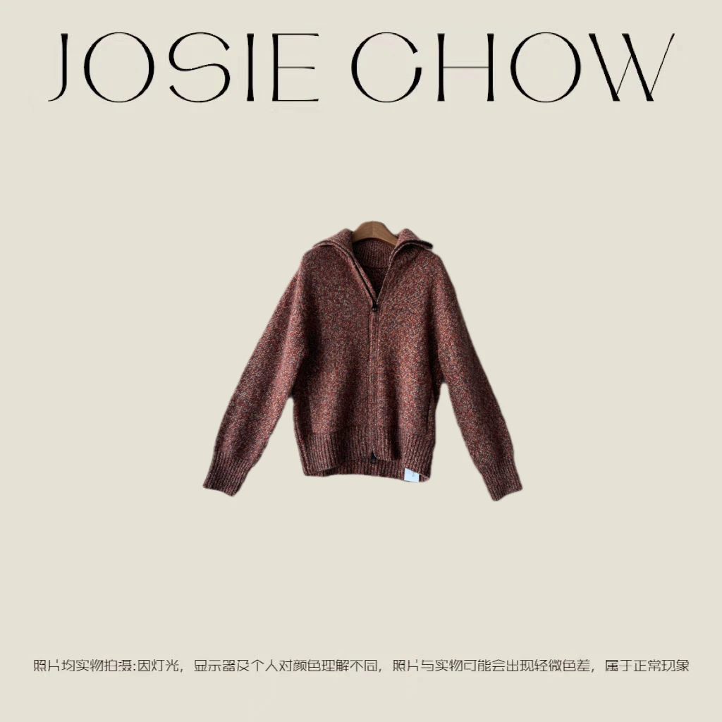 JOSIE CHOW【彩橘色】花纱针织休闲外套。JC238004