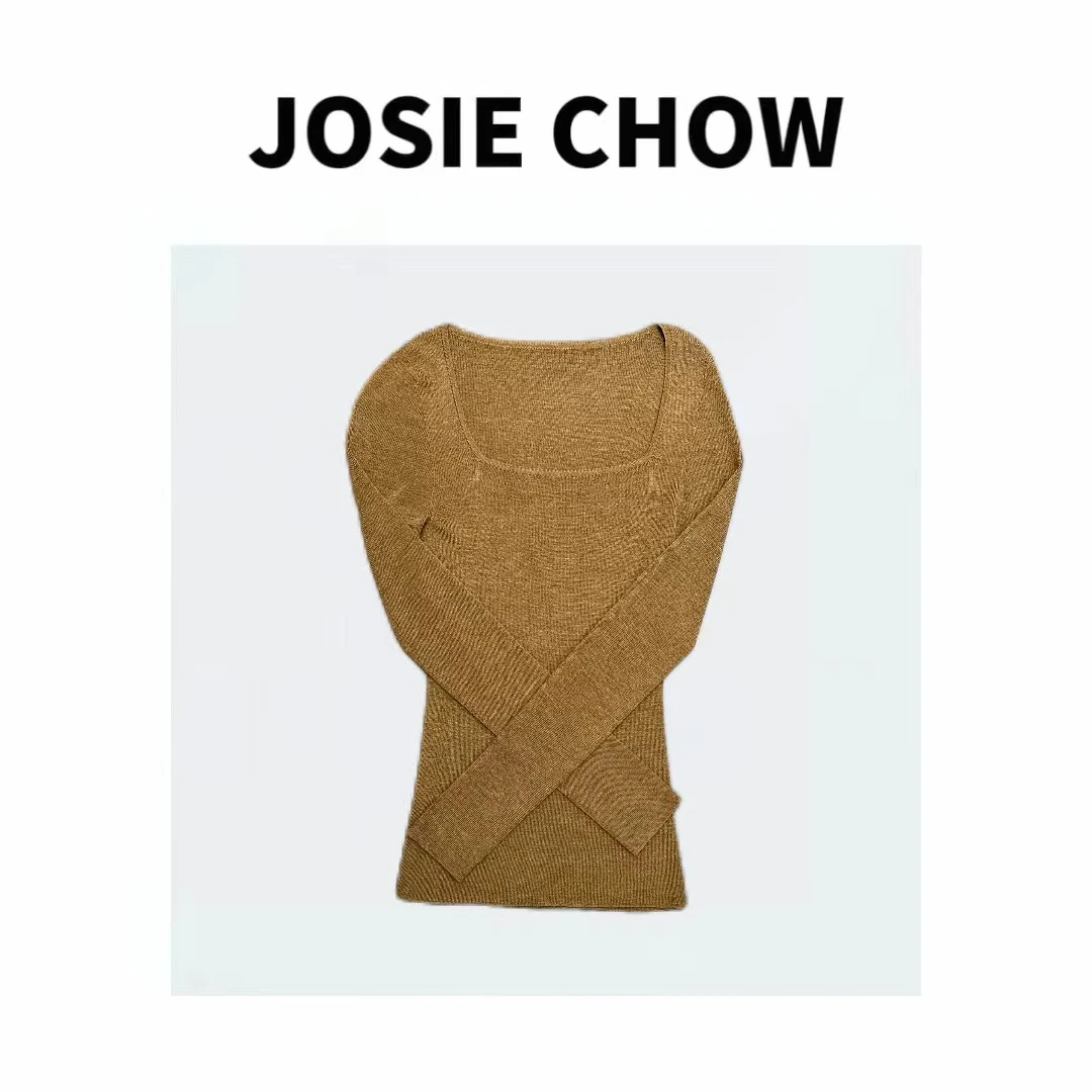 JOSIE CHOW【金棕】德国扬子纱极细收边长袖针织衫。 JC932181