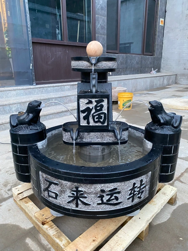 青石石材流水景观