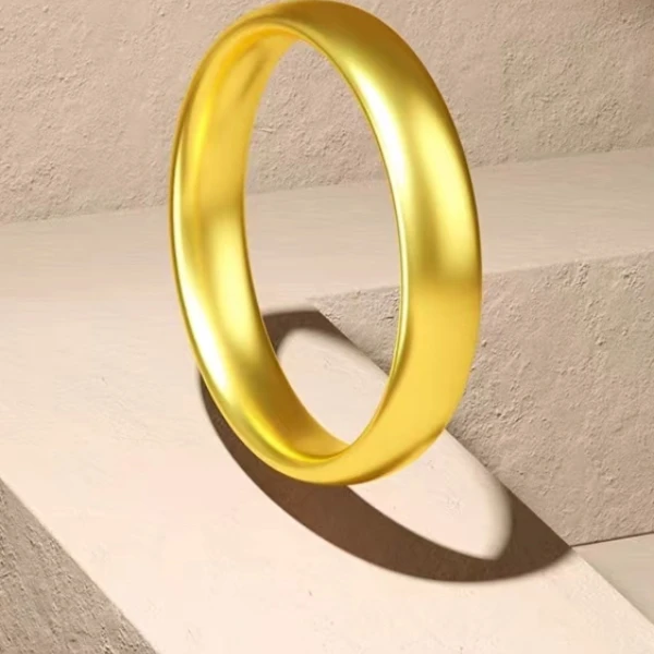 周大生足金999古法素圈戒指情侣对戒情人节礼物