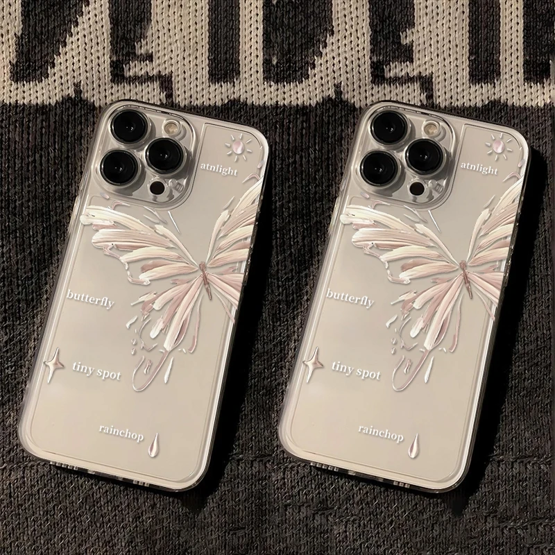 鎏金蝴蝶适用iphone13/14手机壳苹果15pro/12/11华为oppo小米vivo