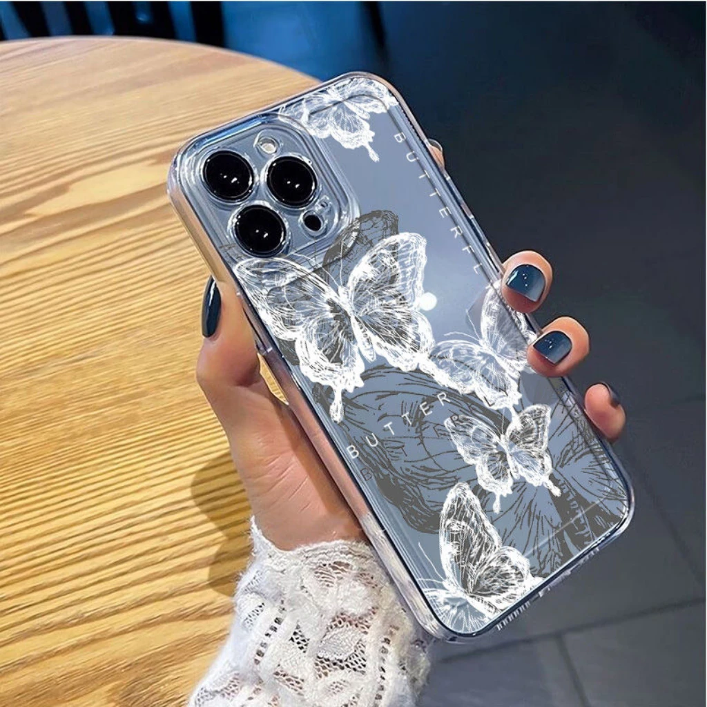 唯美蝴蝶适用iphone13/14手机壳苹果15pro/12/11华为oppo小米vivo