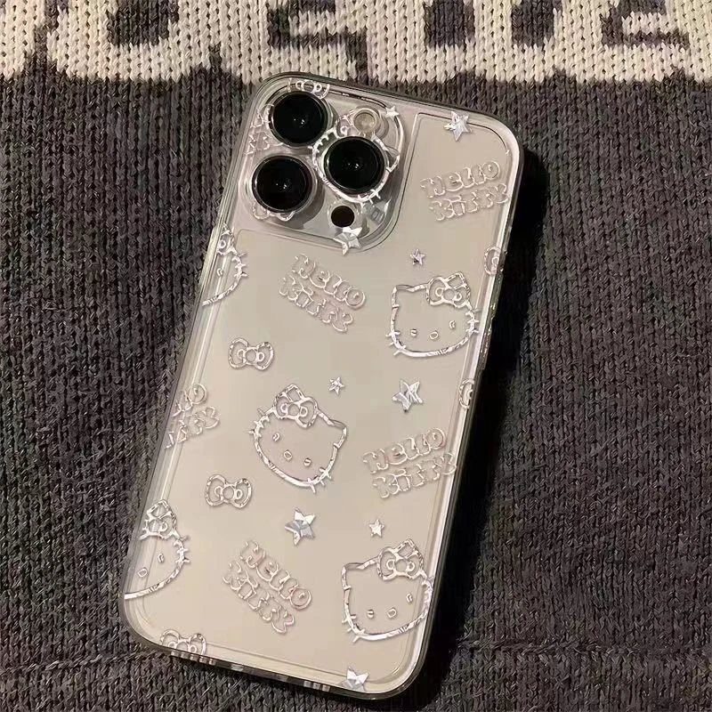 线条kt猫适用iphone13/14手机壳苹果15pro/12/11华为oppo小米vivo