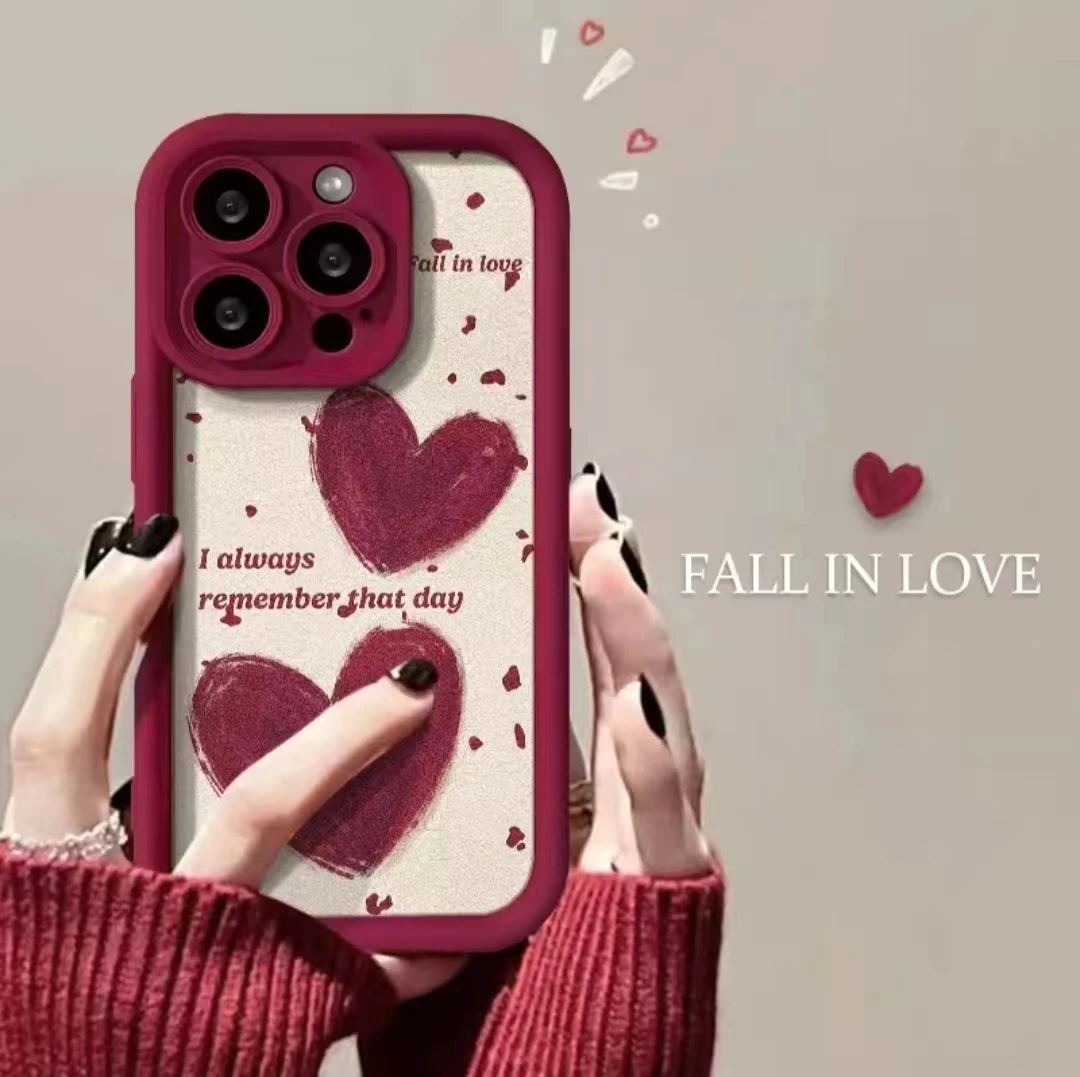 红双爱心适用iphone13/14手机壳苹果15pro/12/11华为oppo小米vivo