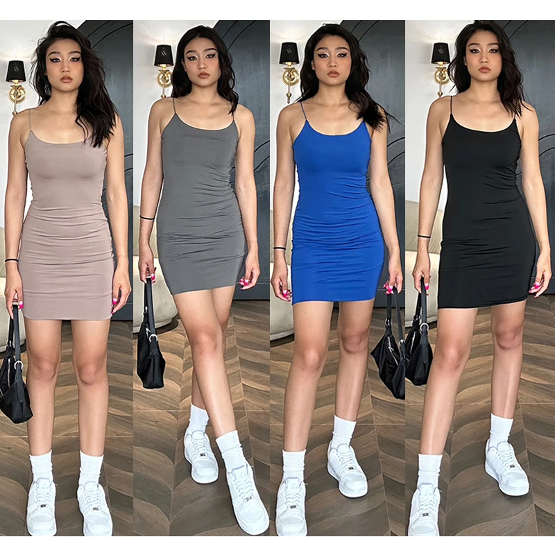欧美辣妹高腰紧身性感显瘦弹力包臀连衣裙005