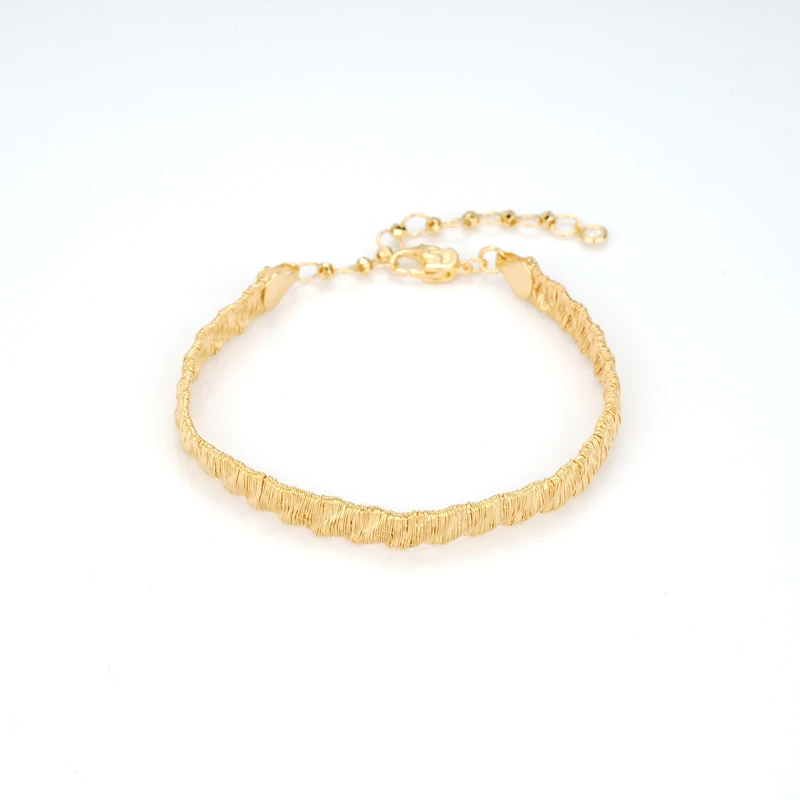 925银合成锆石手链 4621-金色拉丝素圈百搭手链