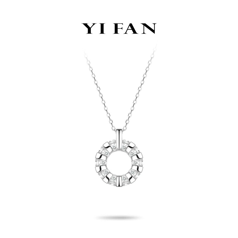 吊坠925银合成锆石 20472-白色满钻漫天星辰圈圈百搭项链