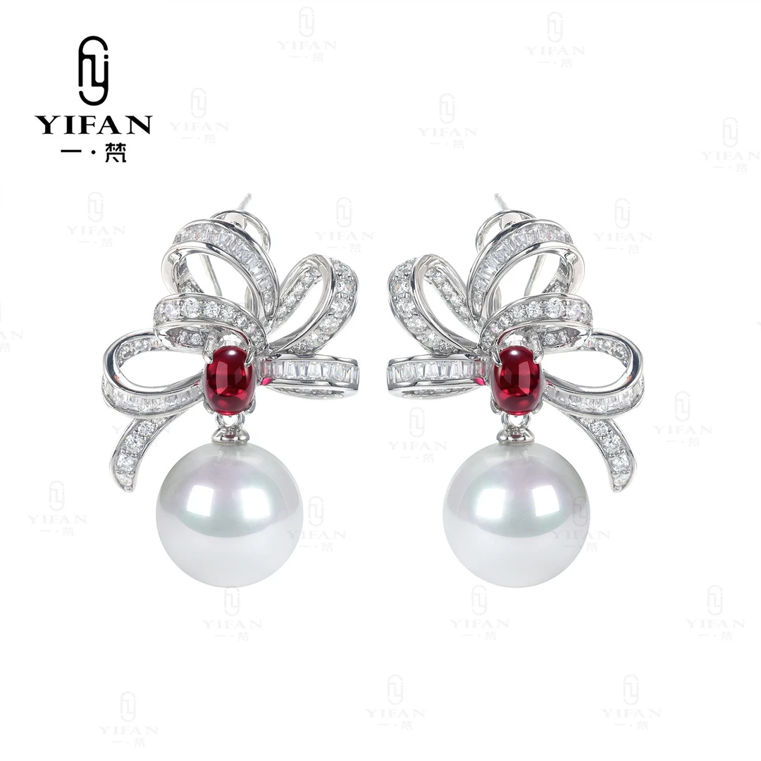 925银合成锆石耳饰 一梵  3213-花瓣白贝珠满钻时尚气质高端耳环