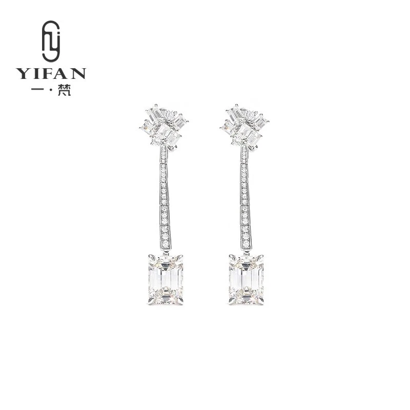 925银合成锆石耳饰 一梵  3168-设计师款祖母切不规则时尚潮流耳