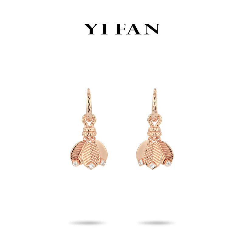 925银合成锆石耳饰 3611-玫金色雕纹花瓣百搭耳环