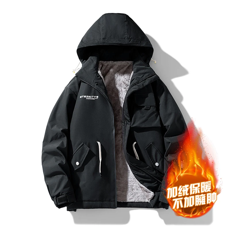 LIUGEJIA/六个加大码男士秋冬潮流休闲加绒三色工装外套夹克Z2301