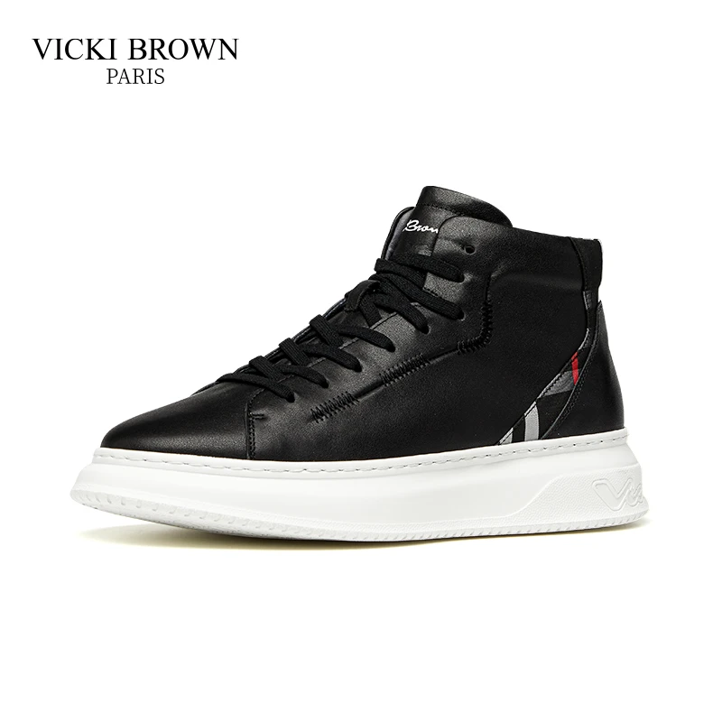 VICKI BROWN法式商务休闲鞋鞋子男款冬季高帮运动时尚上档次男鞋