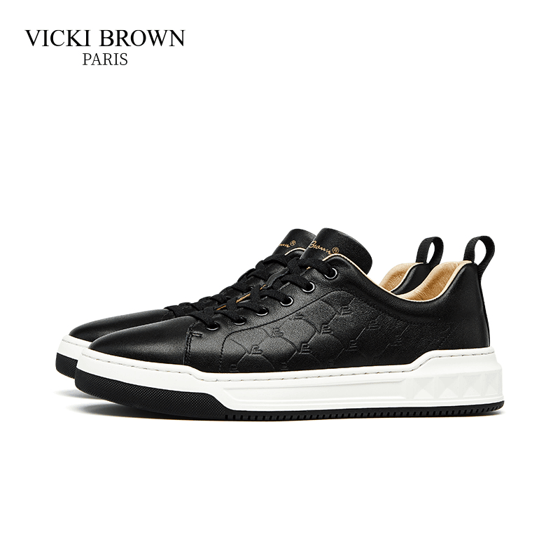 VICKI BROWN法国轻奢男鞋休闲低帮牛皮秋季舒适时尚商务男皮鞋