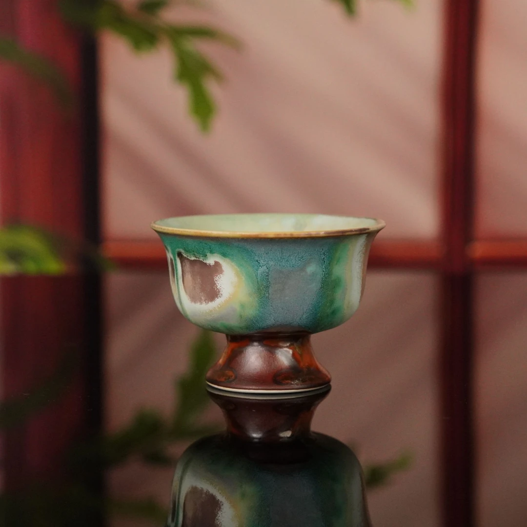 景德镇三才盖碗复古陶瓷纯手工主人杯天青茶道青瓷色釉