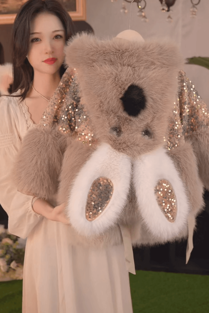【灰耳棉花糖女童海宁专属】2023儿童加厚网红时尚百搭保暖草草外套