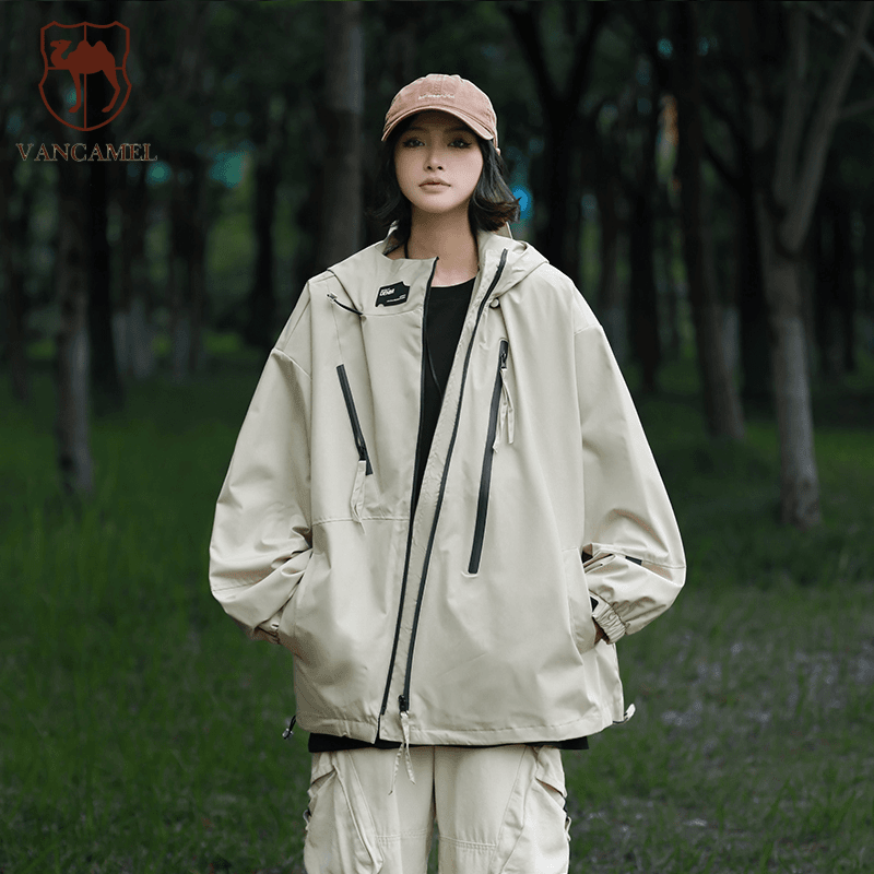 西域骆驼户外登山服男女款防风夹克情侣外套休闲连帽风衣FLY6229