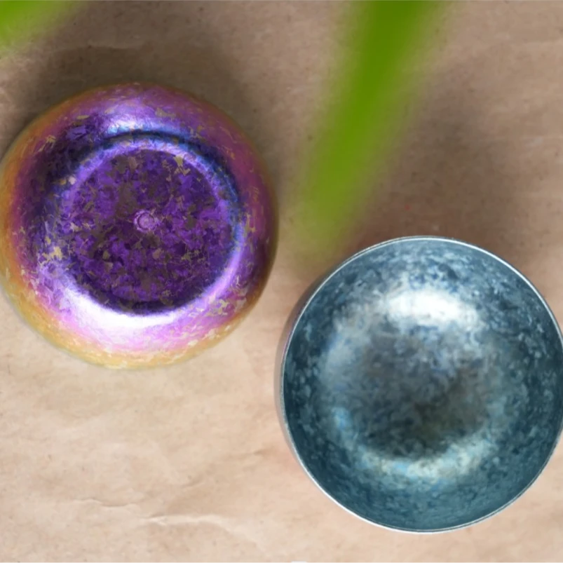 蜂鸟-钛 冰花圆底小茶钛杯（炫彩）