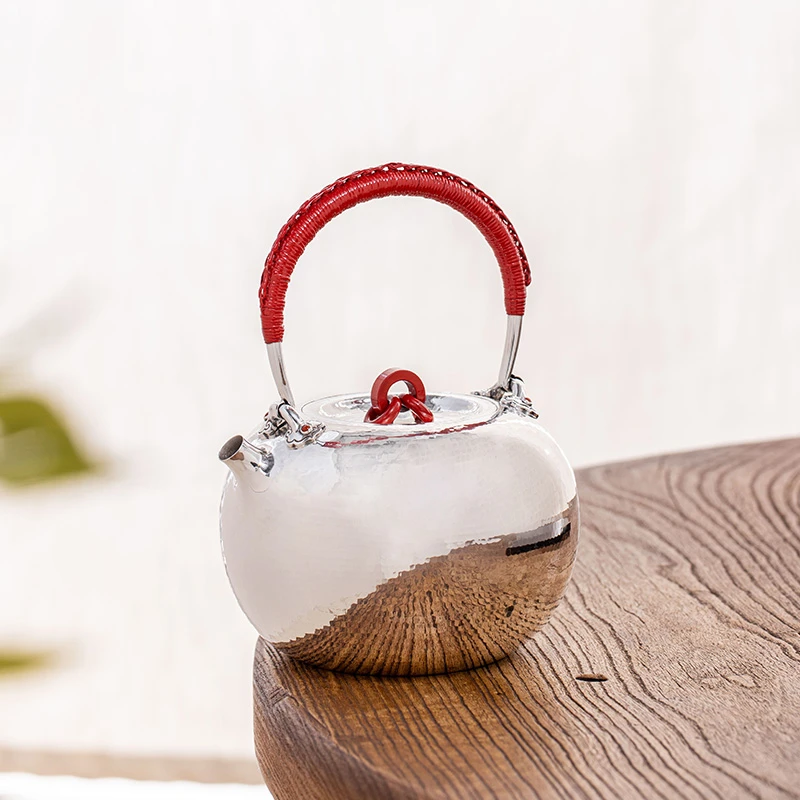 蜂鸟工坊 名匠优选 胖墩墩红漆三环钮锤纹苹果提梁大壶 MJYXA2101