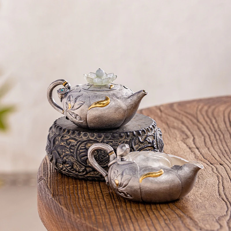 蜂鸟工坊 名匠优选荷套莲花钮荷桃叶莲蓬小壶MJYXA1121 MJYXA3020