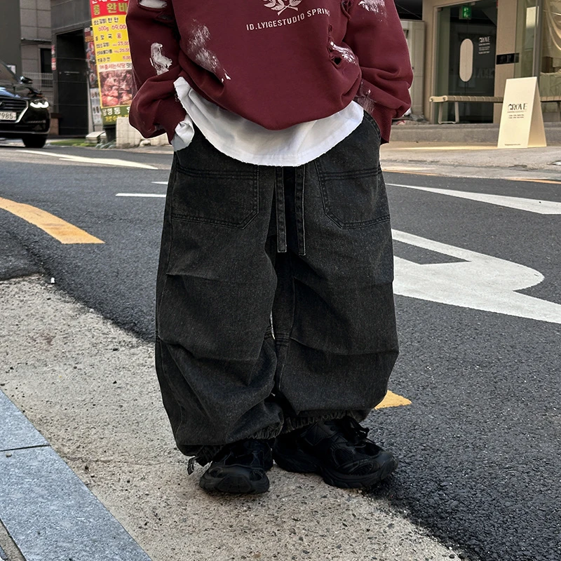 男童牛仔裤童装24年秋季儿童长裤休闲阔腿收脚口直筒裤子百搭复古