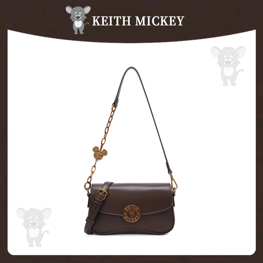 【路遥定制】KeithMickey新潮时尚女士单肩包/桃桃包P8538棕色