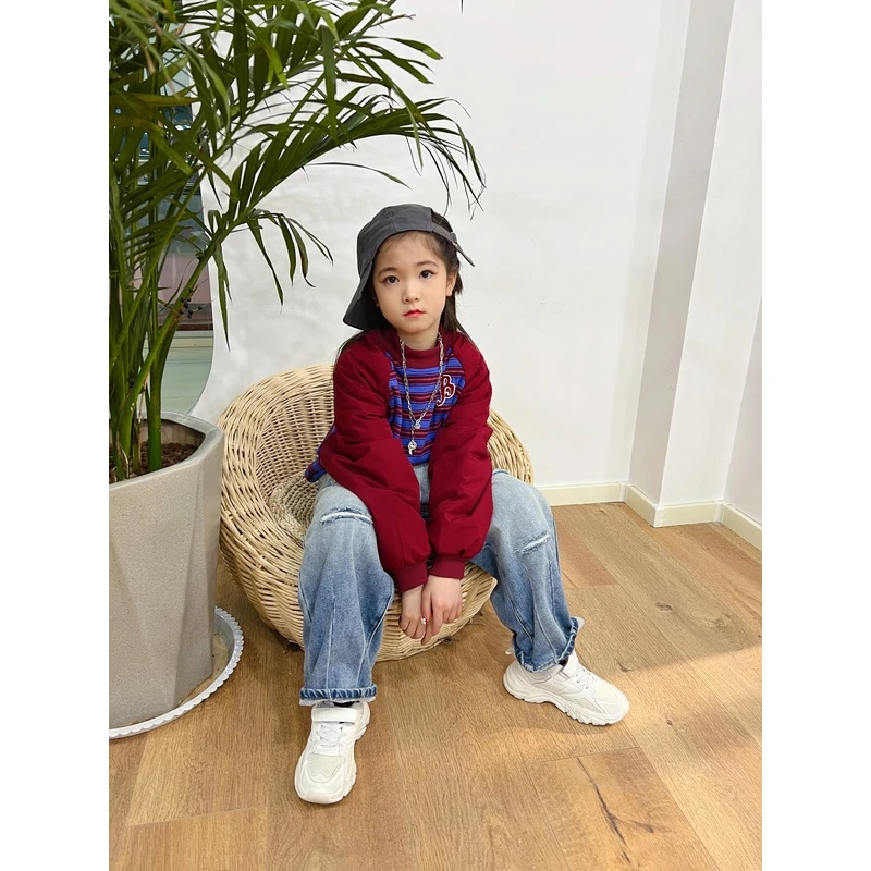 4022秋冬季中童条纹卫衣C