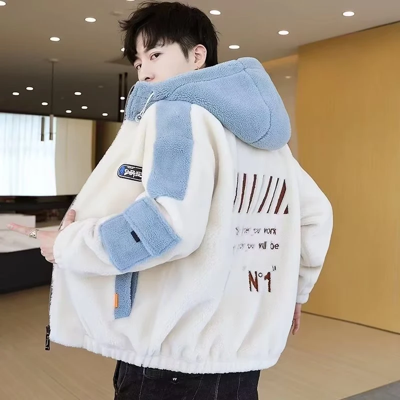 冬装青少年加厚保暖棉衣羊羔绒连帽外套男女羊羔绒2023潮男秋冬