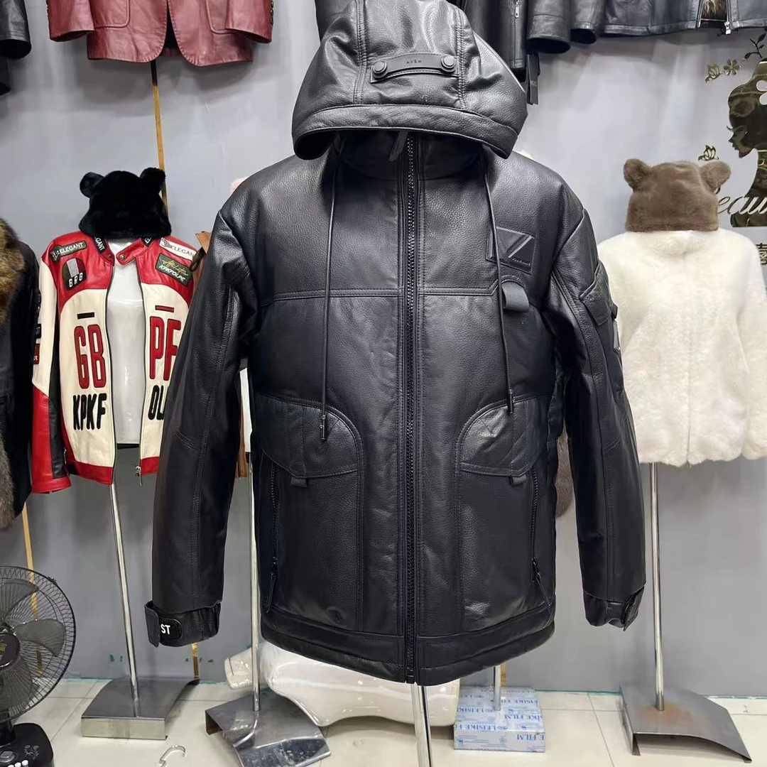 张三强烈推荐特种薄牛皮蓬松大气羽绒工装加厚连帽加厚冬季保暖