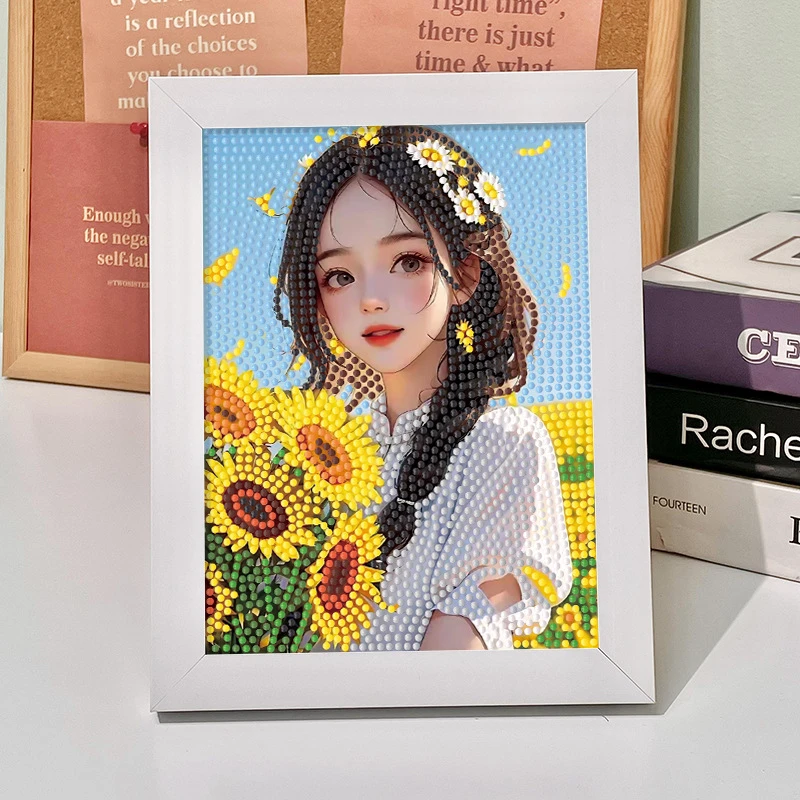 钻石贴画diy手工郁金香向日葵花卉女孩送闺蜜生日礼物带相框摆件