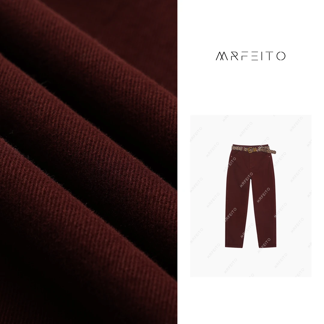 复古纯色带腰带加绒休闲牛仔裤H19K01Q28108