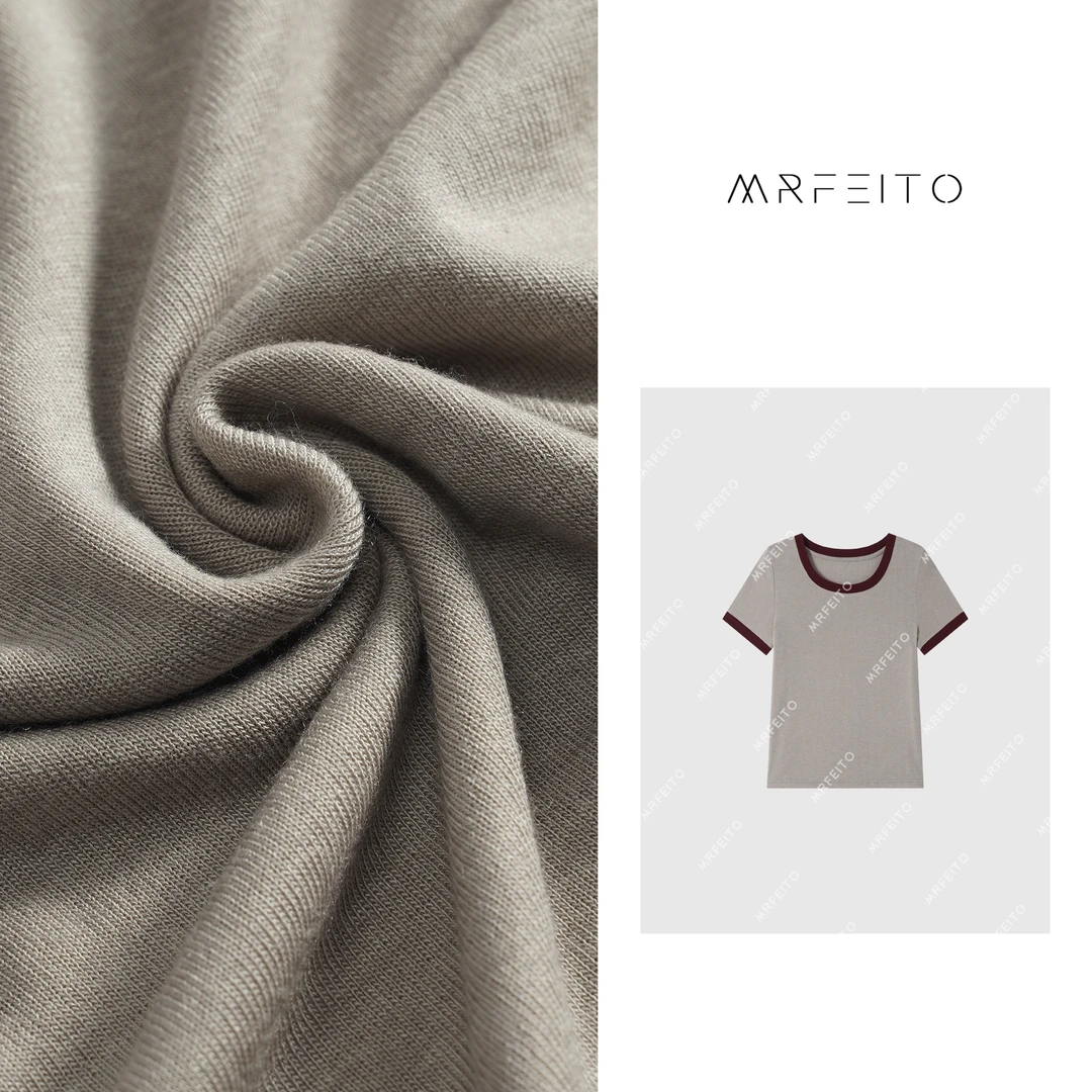 休闲撞色圆领短袖女士针织衫H16M01X26445