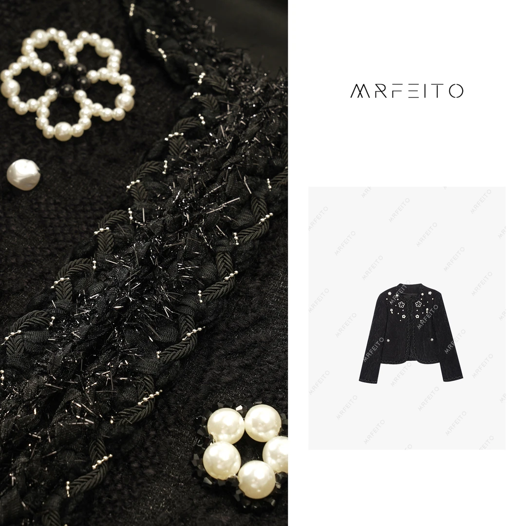 法式时尚珍珠绣花纹理休闲外套H951W01Q28154