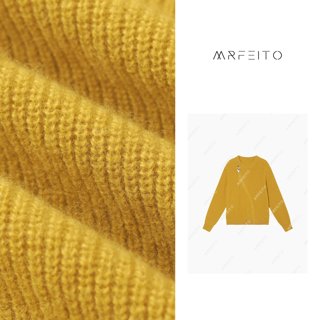 设计款不规则斜拉链时尚针织上衣H1KS01Q28101