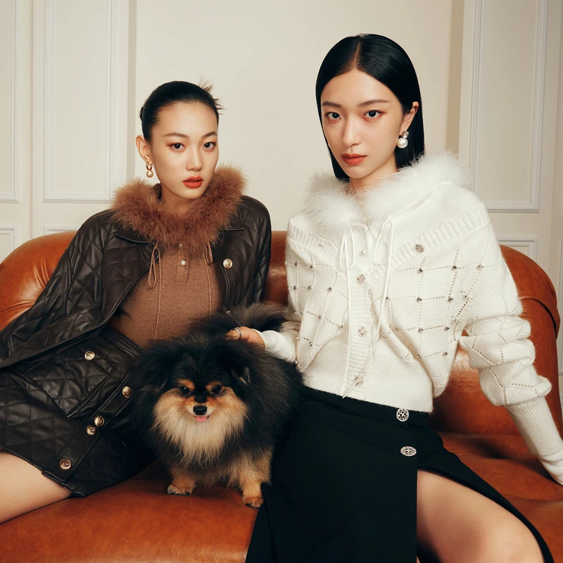 【毛茸茸连帽衫】时尚套头长袖甜美绵羊毛针织衫DOUBLOVE秋季新款