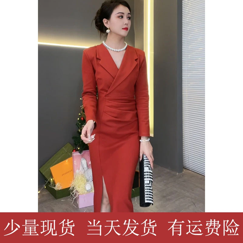 爱玛橙气质连衣裙2025年春装加厚轻奢修身名媛包臀职业优雅宴会裙