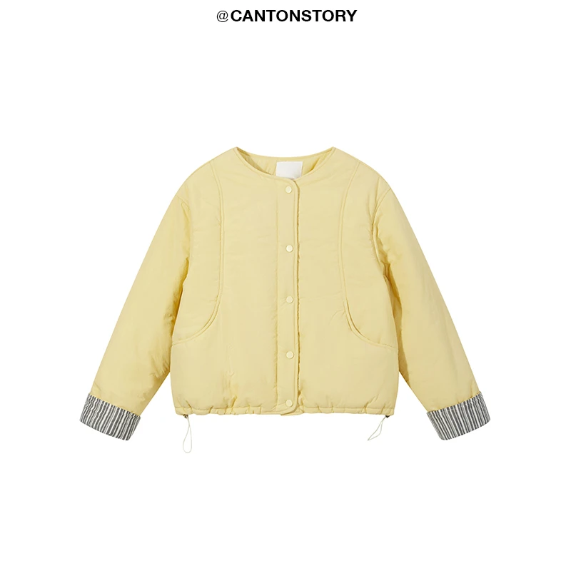 羊城故事【清仓！】休闲秋冬拼接外套Y24Y12x条纹袖口棉服外套x27156