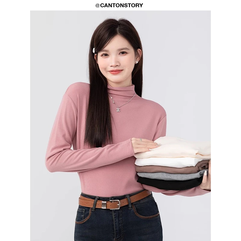 羊城故事 加绒百搭T恤女秋冬纯色上衣 Y23Y10x安美儿加绒T恤x2103