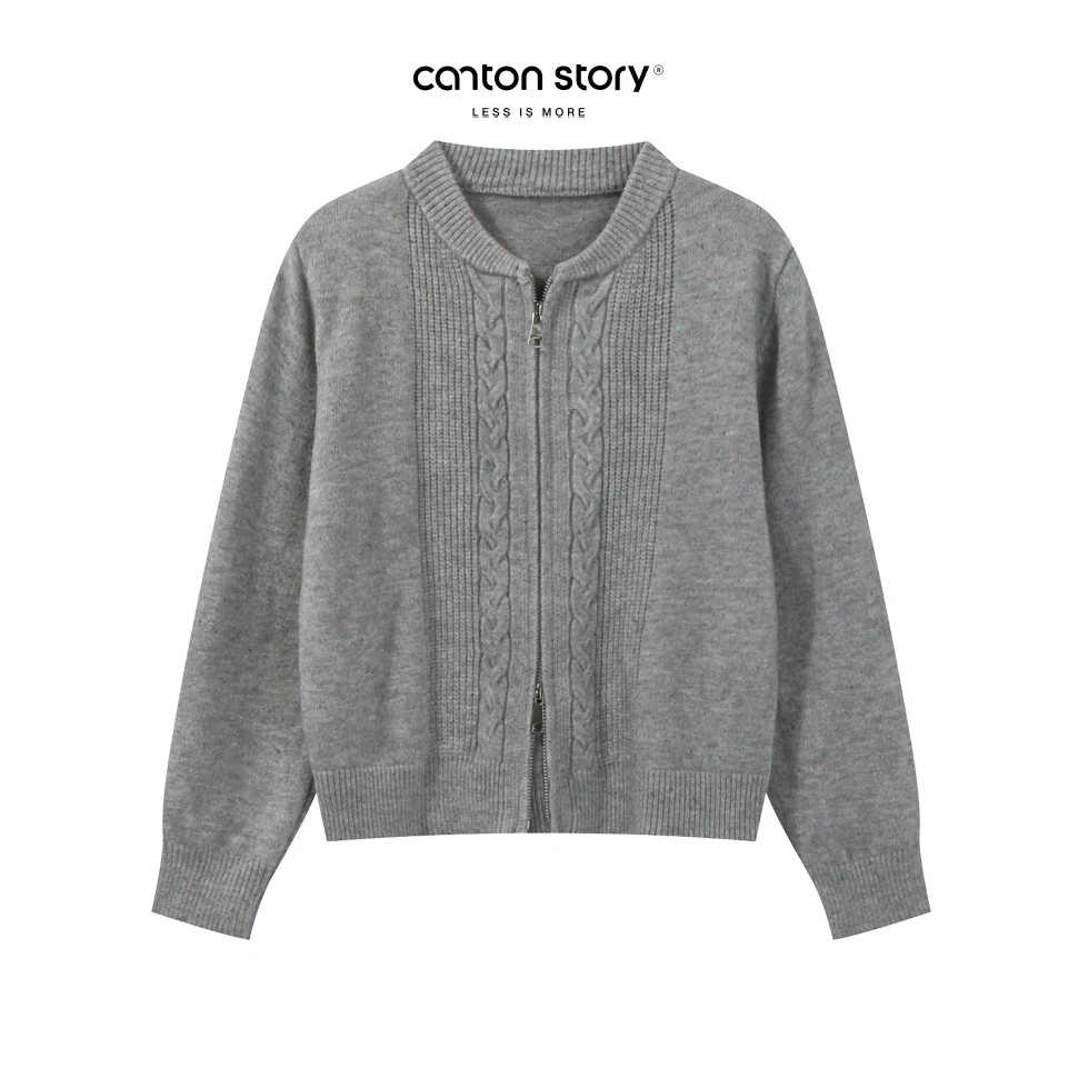 羊城故事 简约彩点宽松保暖休闲开衫 Y24Y10x拉链彩点毛衣xM035