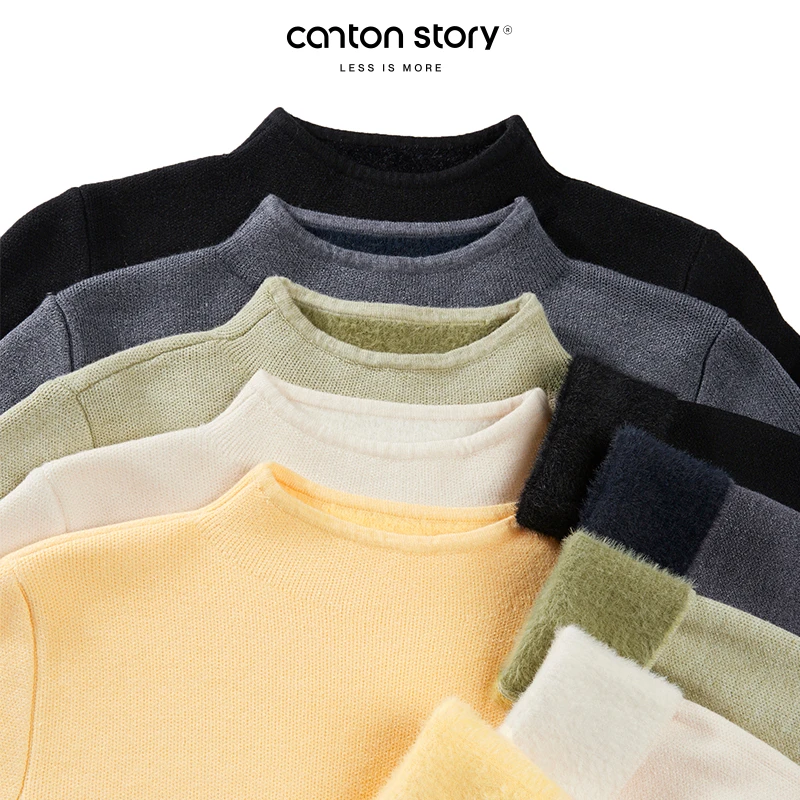 羊城故事 【现现】加绒半高领打底Y24Y10x菠萝纹一体绒针织衫x8942