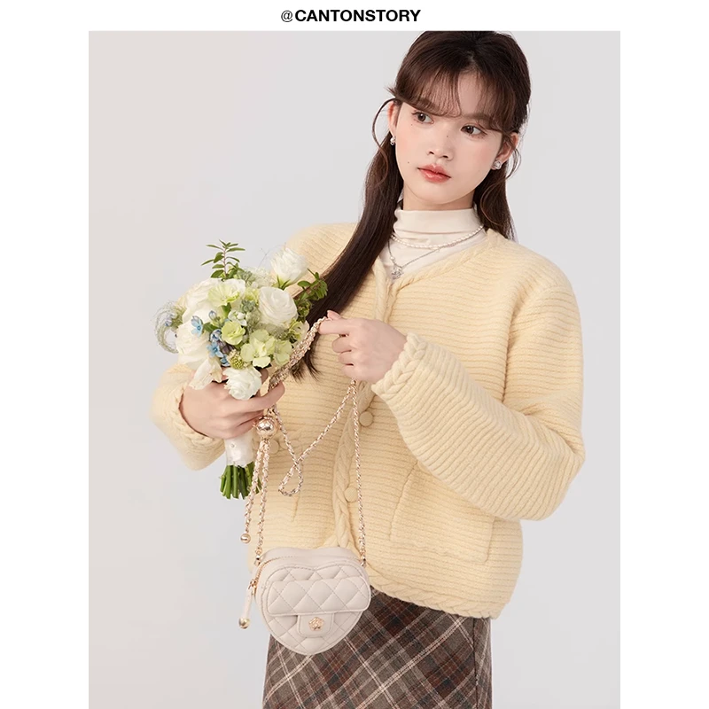 【现货】羊城故事设计感毛衣纯色加厚上衣 Y23Y11x包边毛衣x1071