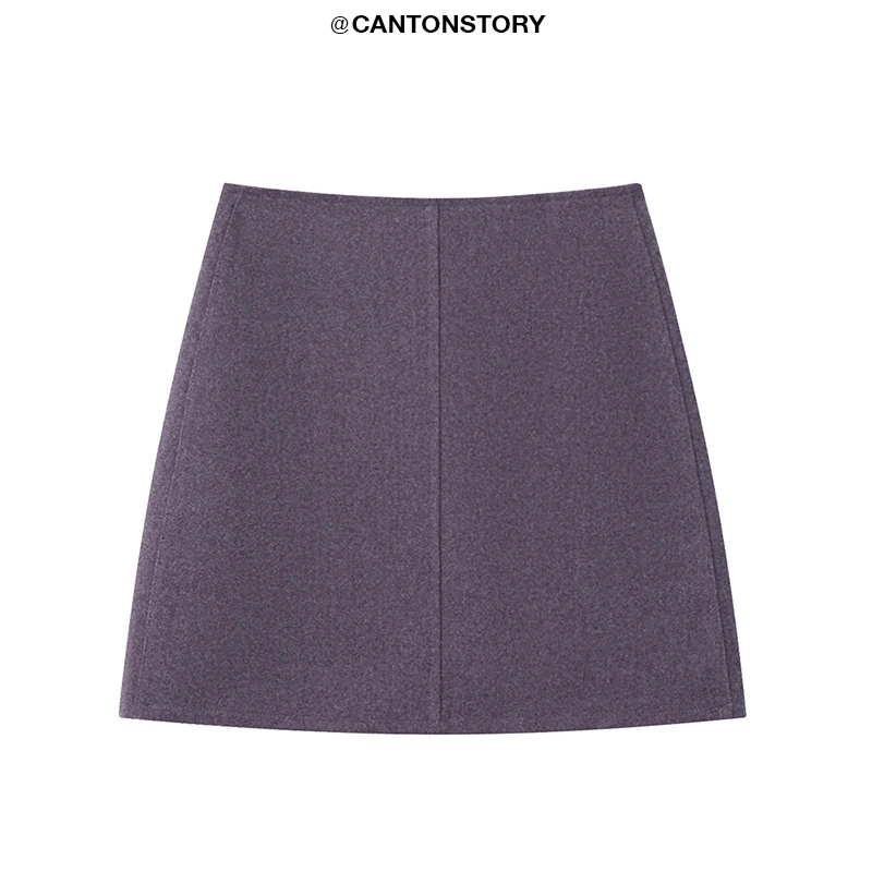 羊城故事高腰秋冬纯色百搭显瘦短裙 Y24Y11x短款毛呢半身裙x9037