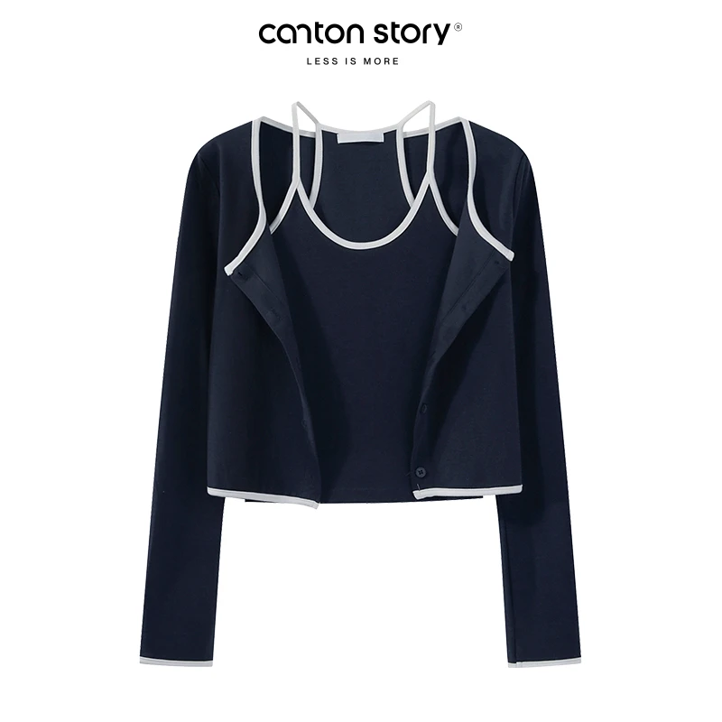 羊城故事慵懒风吊带开衫修身套装 Y24Y08x吊带开衫两件套x11732