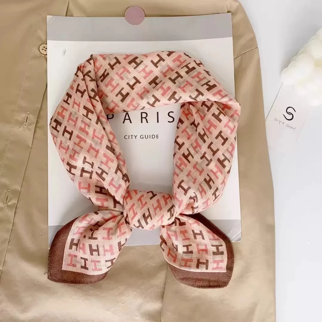 棉麻小方巾小丝巾女2024新款夏季护脖子纱巾围巾薄款棉麻护脖子