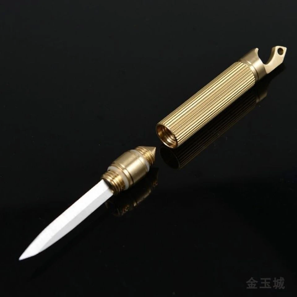 迷你小刀黄铜小刀便携拆快递多功能工具钥匙扣随身