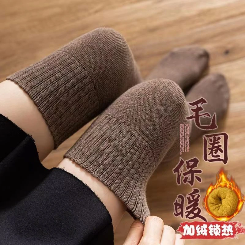 秋冬加厚过膝袜女加绒加厚保暖毛圈大腿袜子jk制服高筒防滑长筒袜