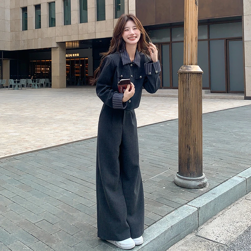 韩剧小香风西装套装裤女2025年学院风小个子高级感财阀千金两件套