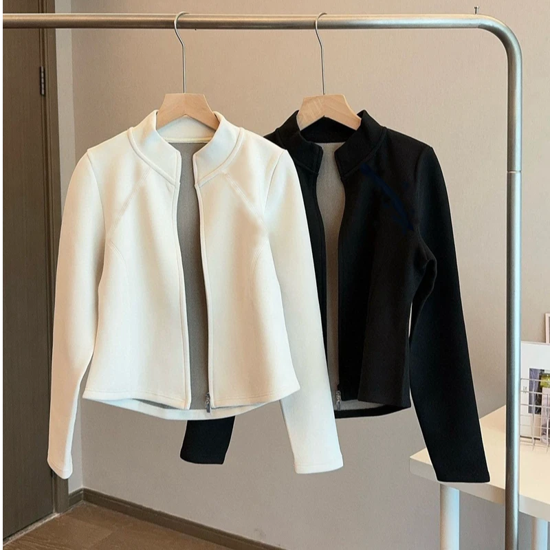 百搭细腻双面科技复合绒石墨烯发热保暖轻便女士秋冬短款夹克外套