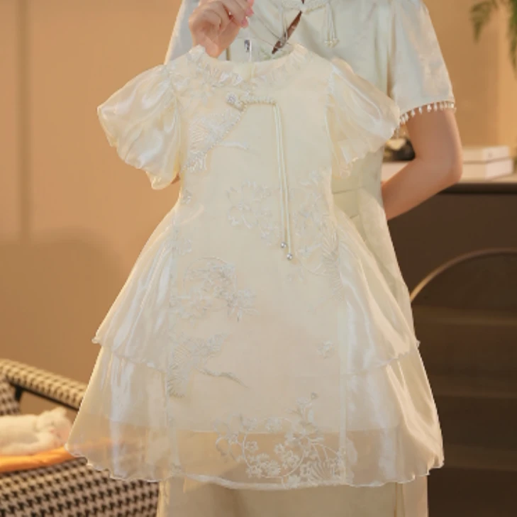 【现货】儿童女童甜美公主裙夏款仙气女宝纯色连衣裙X24143