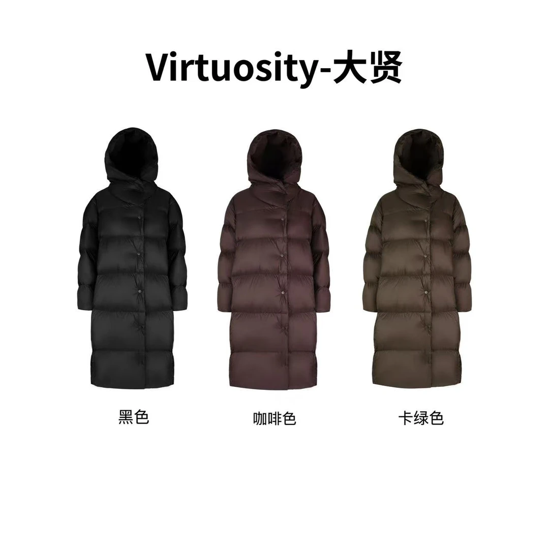 上【大贤家】-长款90大鹅零下20度无压力鹅绒保暖羽绒服-